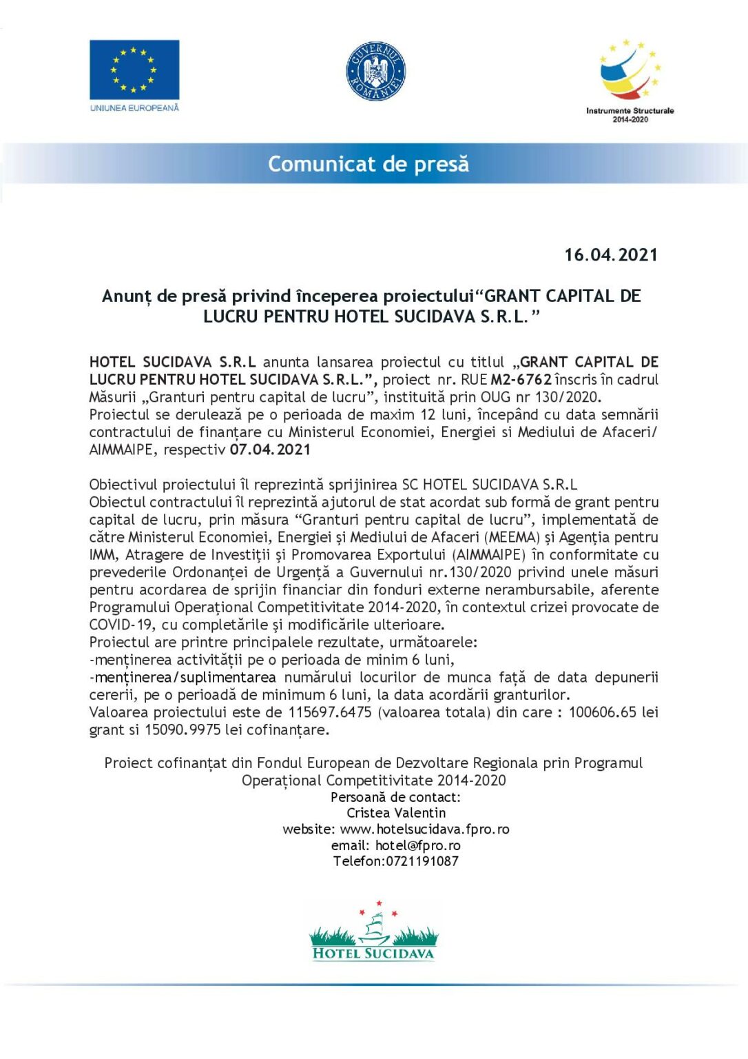 HOTEL SUCIDAVA-page-001 - Jurnalul Olteniei – Știri din Craiova și Oltenia HOTEL SUCIDAVA-page-001