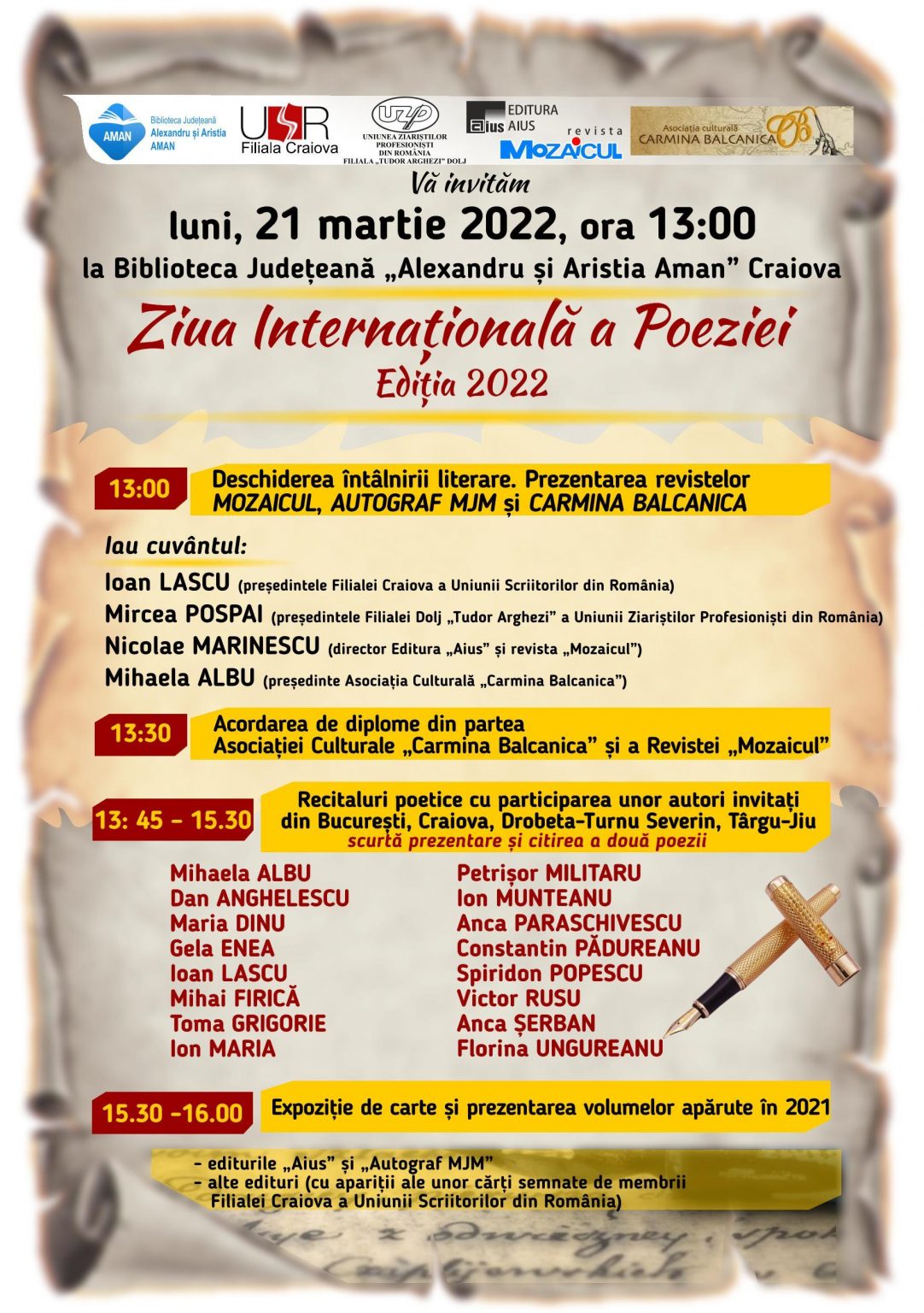 Aius - Afis Ziua Interbnationala a Poeziei - Jurnalul Olteniei – Știri din Craiova și Oltenia