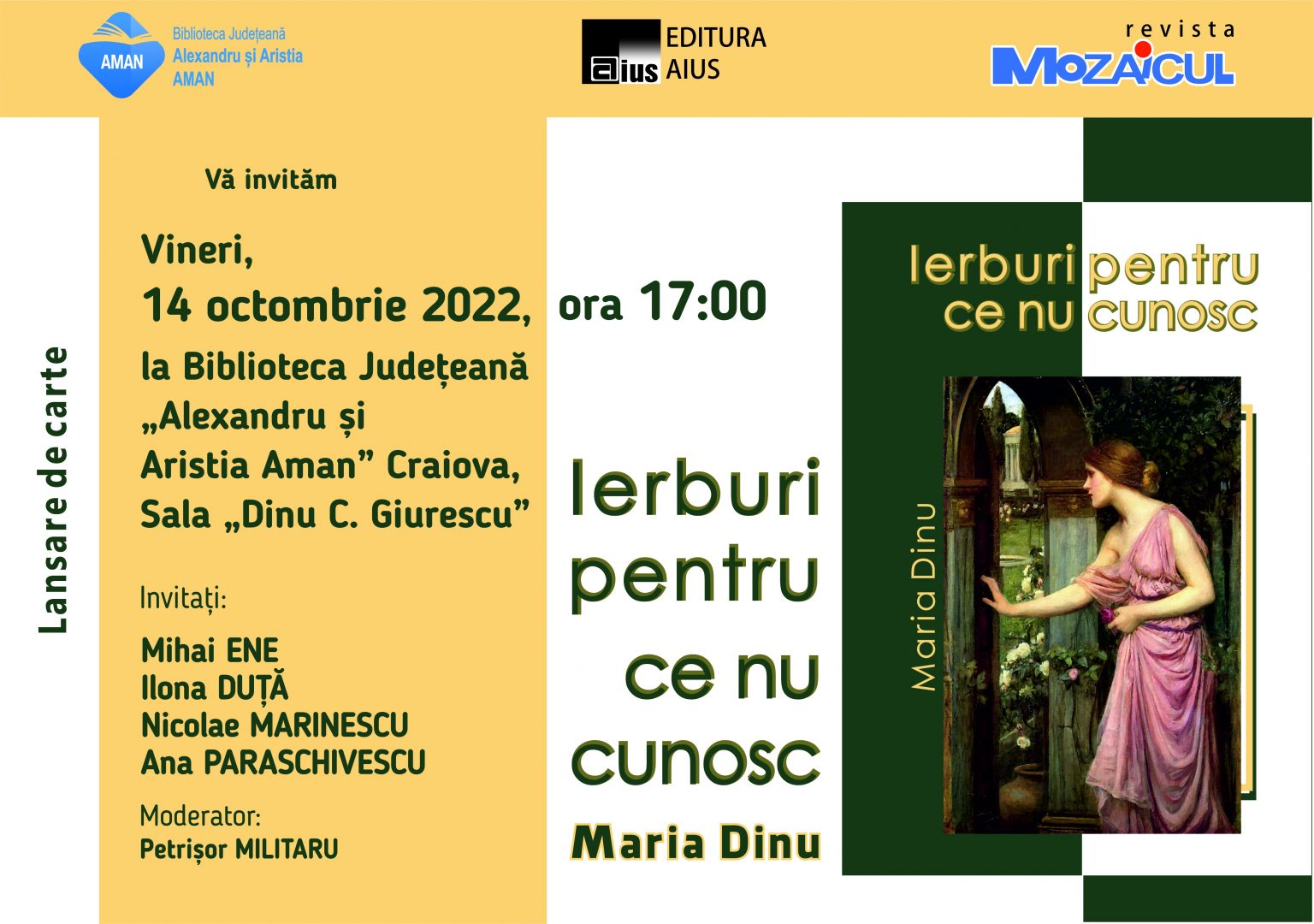 afis Maria Dinu - Ierburi pentru ce nu cunosc 2022 - Jurnalul Olteniei – Știri din Craiova și Oltenia