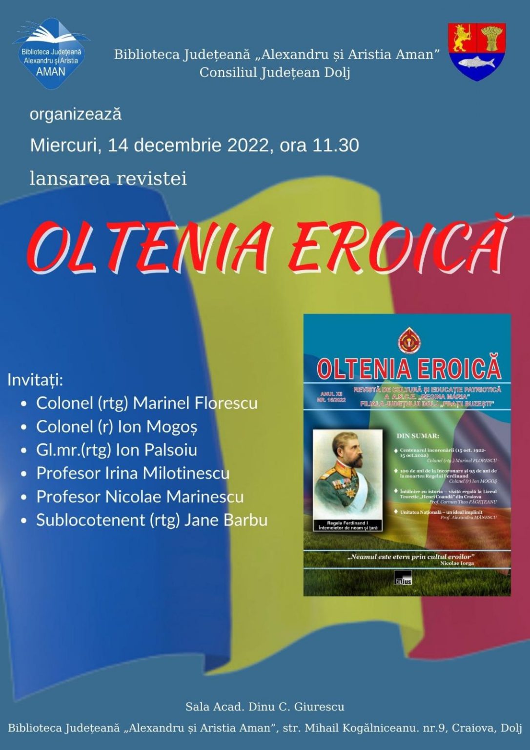 afiș lansare - Jurnalul Olteniei – Știri din Craiova și Oltenia