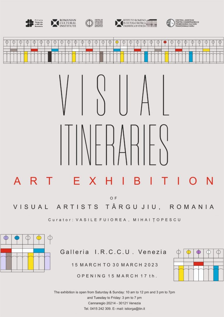 Afis-in-lb.-engleza-expozitie-Itinerarii-vizuale-a-Filialei-Tg-Jiu-a-UAP-la-Venetia-768x1086 - Jurnalul Olteniei – Știri din Craiova și Oltenia