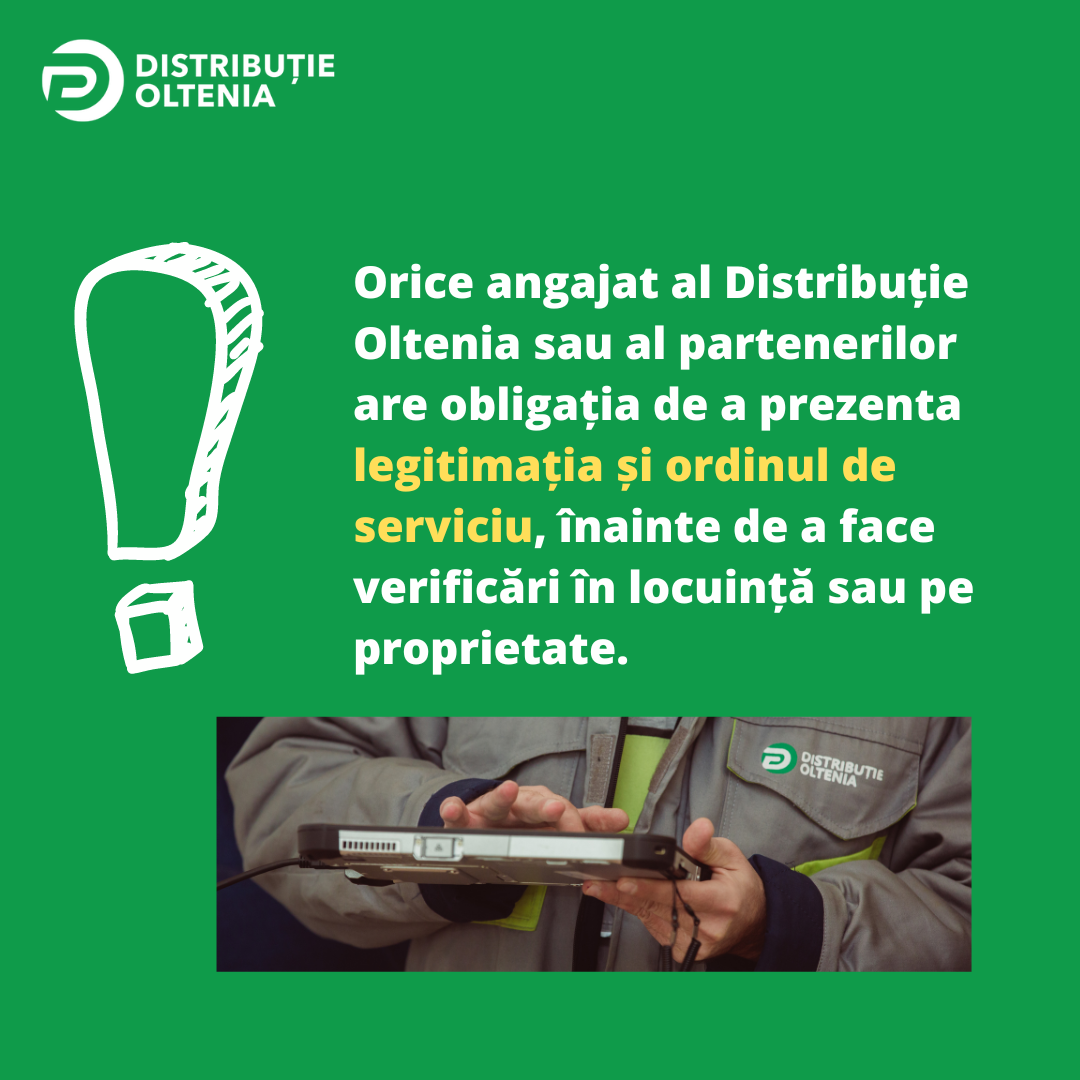 Atentie sporita la persoanele care se recomanda a fi angajati ai operatorului de distributie sau ai partenerilor acestuia - Jurnalul Olteniei – Știri din Craiova și Oltenia