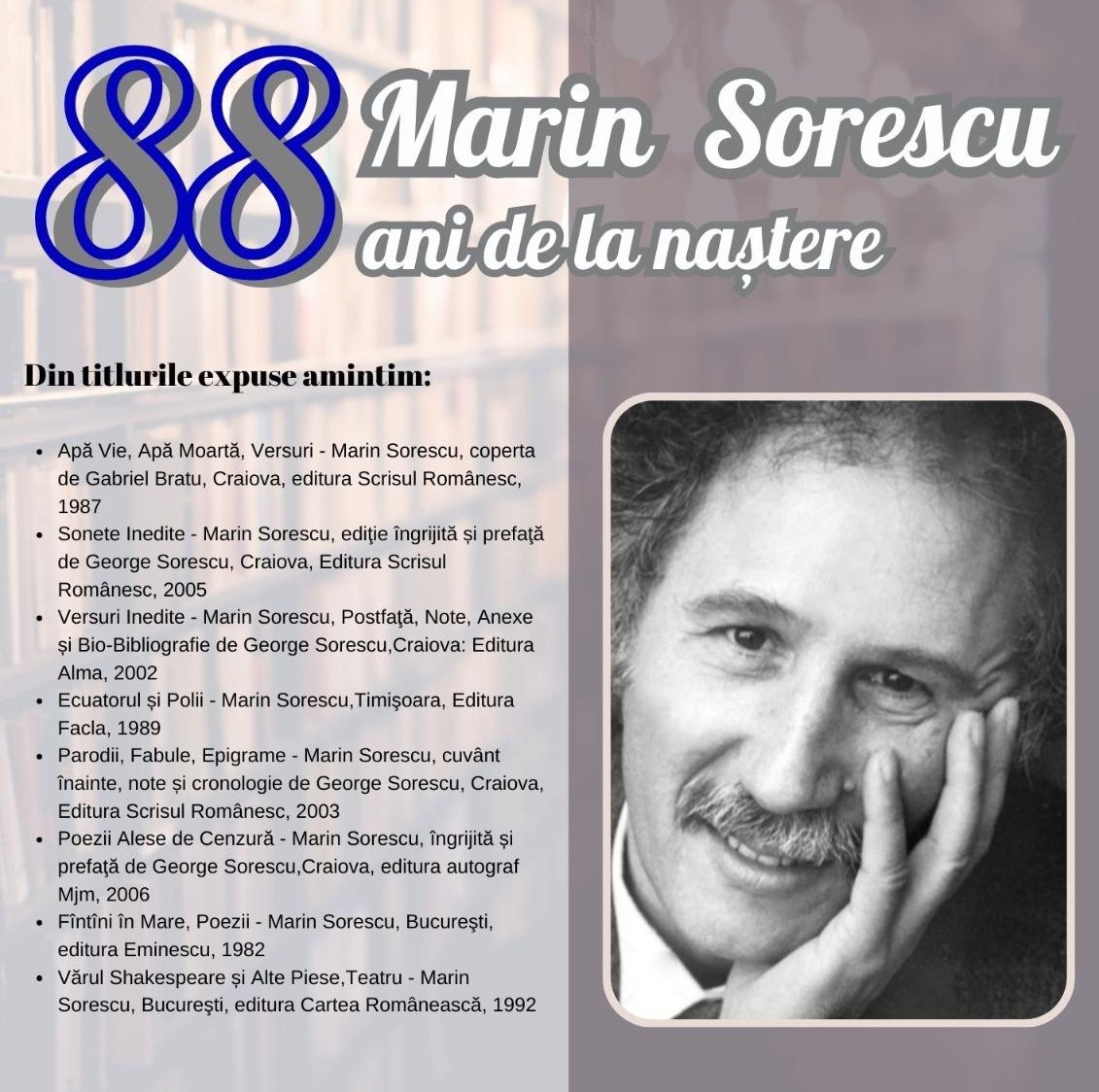 afiș Marin Sorescu - Jurnalul Olteniei – Știri din Craiova și Oltenia