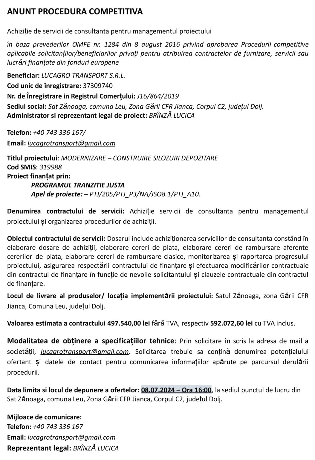 Anunt - Jurnalul Olteniei – Știri din Craiova și Oltenia