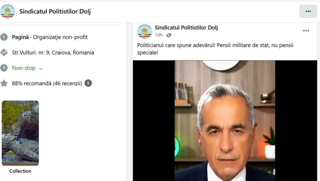 Foto: Captură foto/Sindicatul Politistilor Dolj