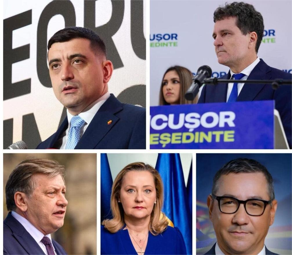 Foto: Facebook/ George Simion, Nicușor Dan, Crin Antonescu, Elena Lasconi, Victor Ponta/ Colaj: Jurnalul Olteniei
