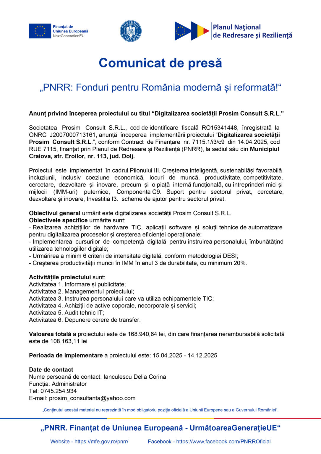 comunicat de presa integral V3 - Jurnalul Olteniei – Știri din Craiova și Oltenia