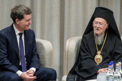 Președintele României, Nicușor Dan, și Patriarhul Ecumenic Bartolomeu I al Constantinopolului. Foto: presidency.ro