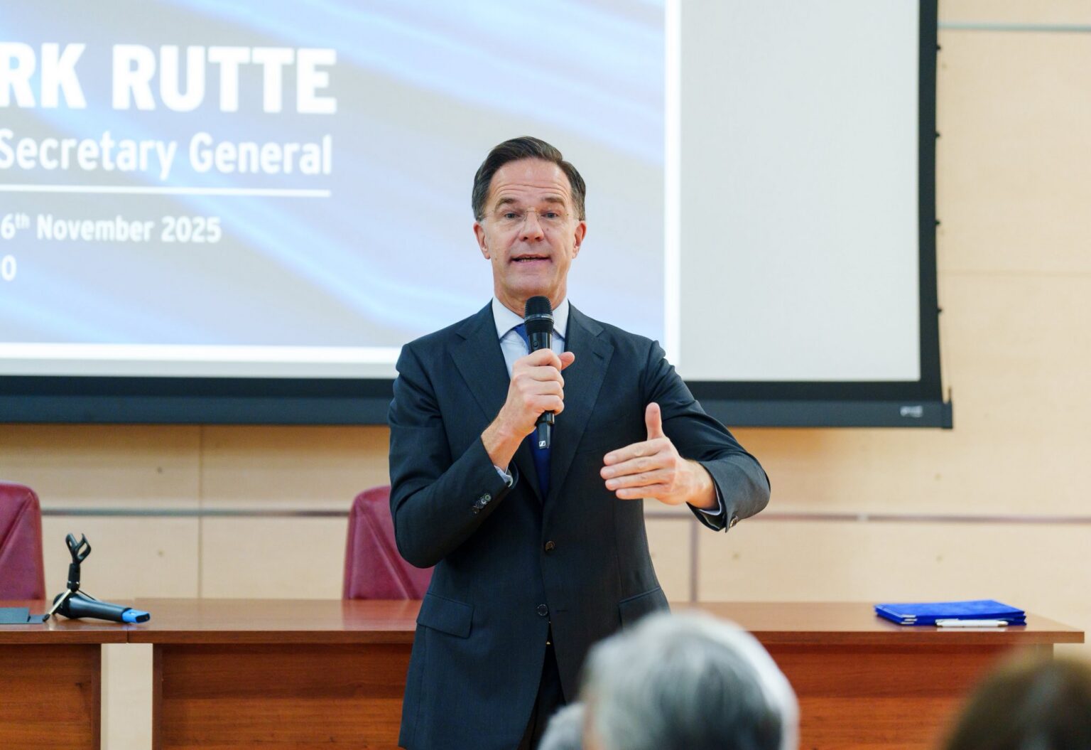 Mark Rutte, secretarul General al NATO. Foto: Facebook/ Universitatea din București