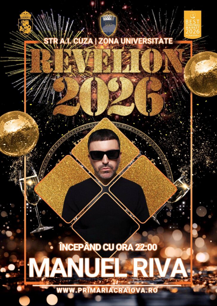 Revelion 2026 la Craiova: Alex Velea și show piromuzical. Foto: Primaria Municipiului Craiova