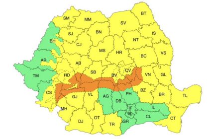 Oltenia sub avertizare: COD GALBEN până luni