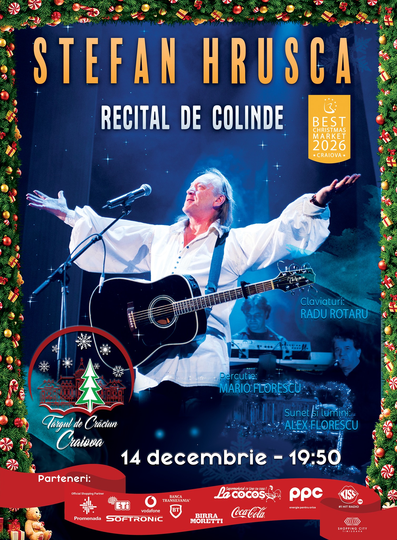 Ștefan Hrușcă vine în premieră la Târgul de Crăciun Craiova