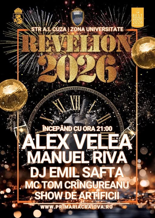 Revelion la Craiova: concerte live și foc de artificii