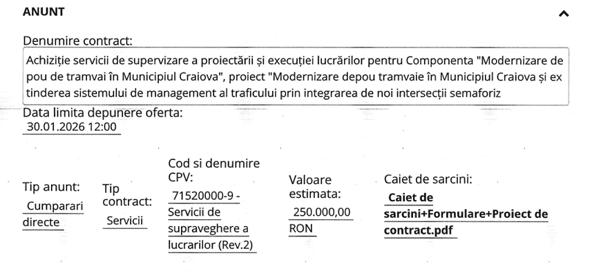 Primăria Craiova, gata să plătească 250.000 de lei pentru supervizarea proiectului de modernizare a depoului de tramvaie