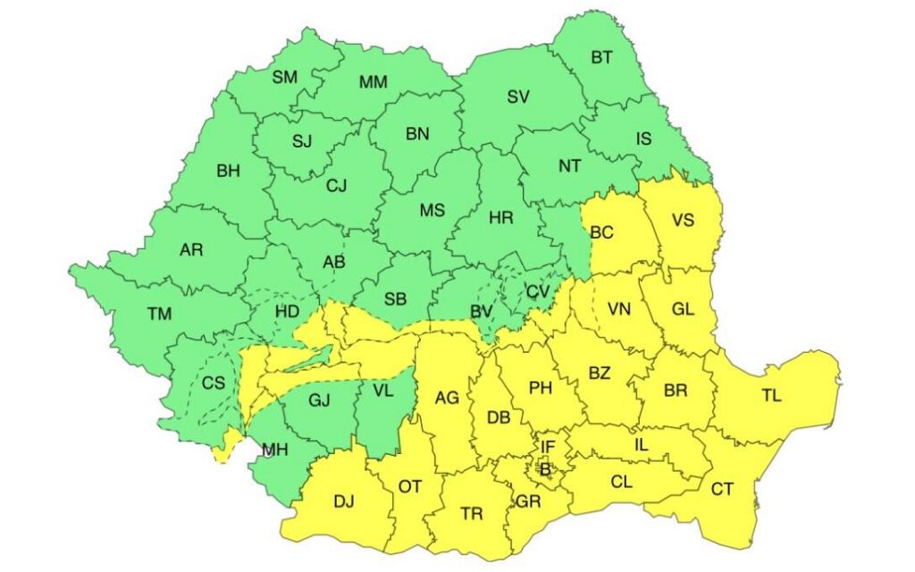 Sudul Olteniei, sub cod galben de ninsori și vânt