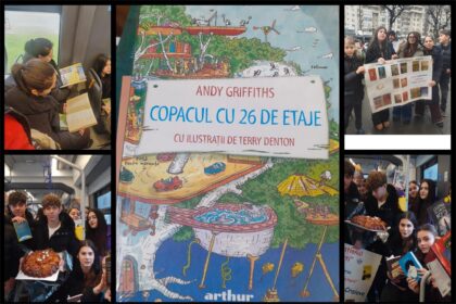 Cursa Lecturii la Craiova: Oră de literatură în tramvai. Foto: Facebook/ Colegiul Național "Frații Buzești" Craiova