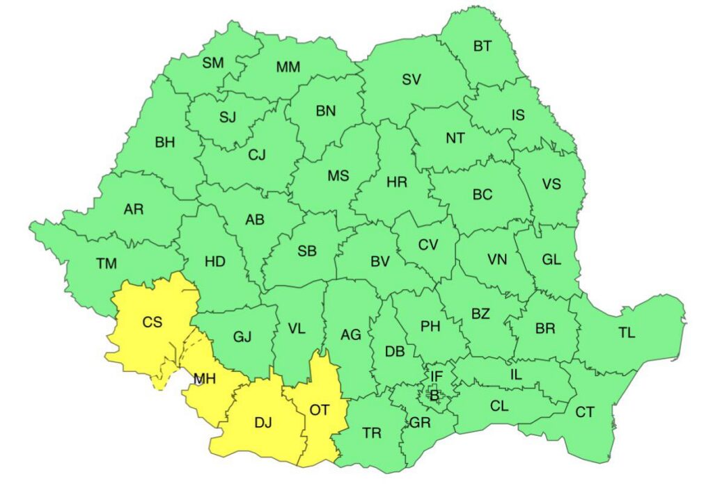 Alertă ANM: Vânt puternic în trei județe din Oltenia