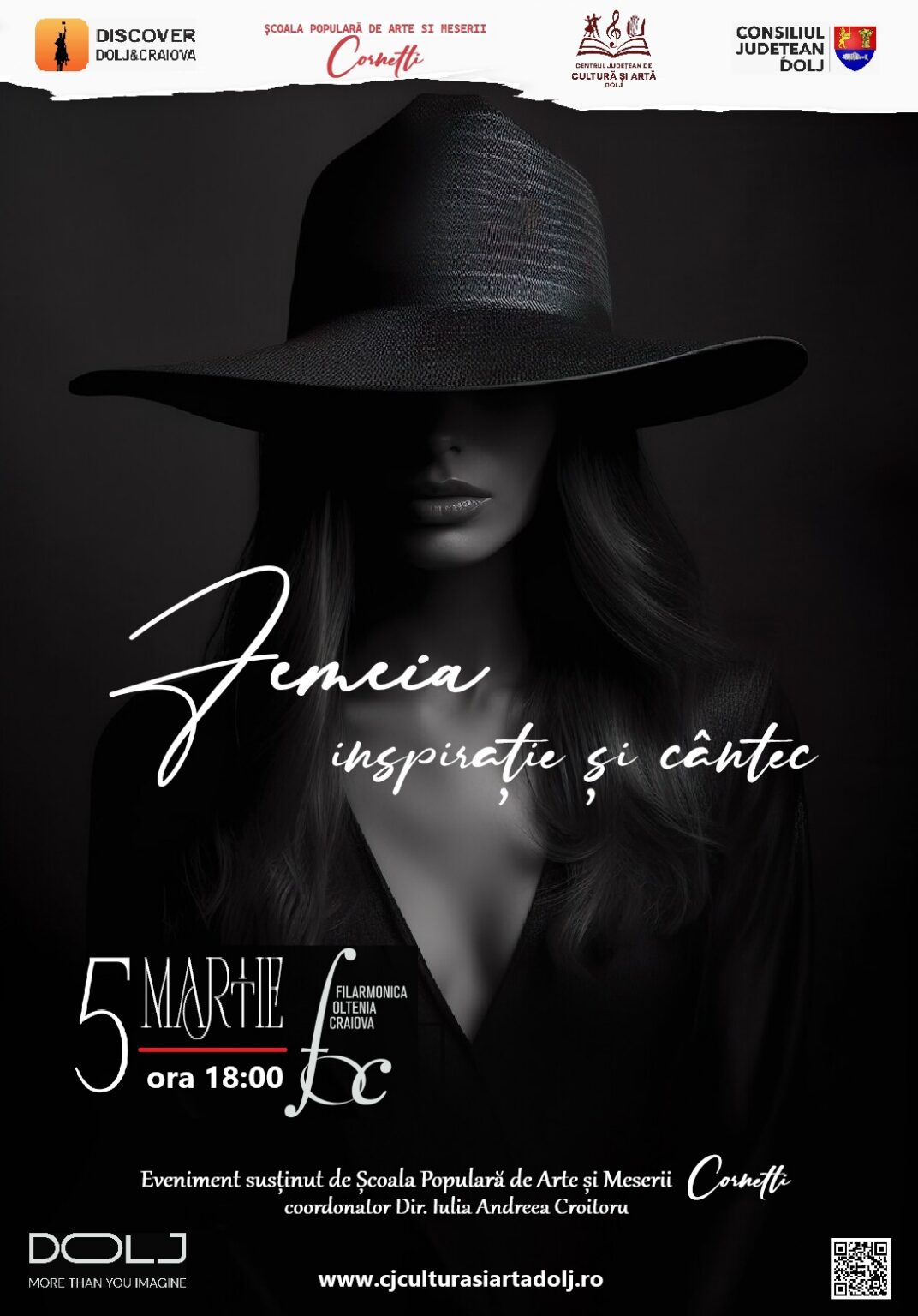 „FEMEIA – INSPIRAȚIE ȘI CÂNTEC” – spectacol de muzică ușoară dedicat Zilei Femeii susținut de elevii Școlii Populare de Arte și Meserii ,,Cornetti"