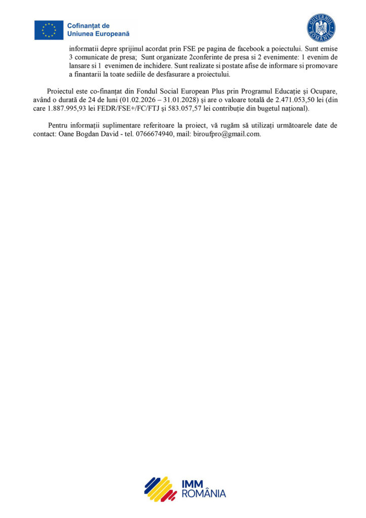 FPIMM comunicat de presa lansare proiect-3 - Jurnalul Olteniei – Știri din Craiova și Oltenia