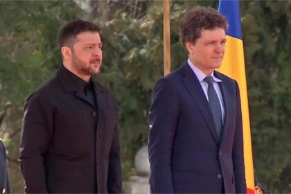 Volodimir Zelenski la București. Foto: captură video