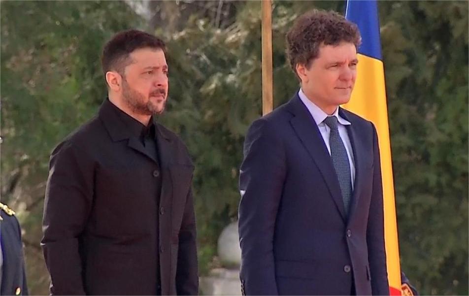 Volodimir Zelenski la București. Foto: captură video