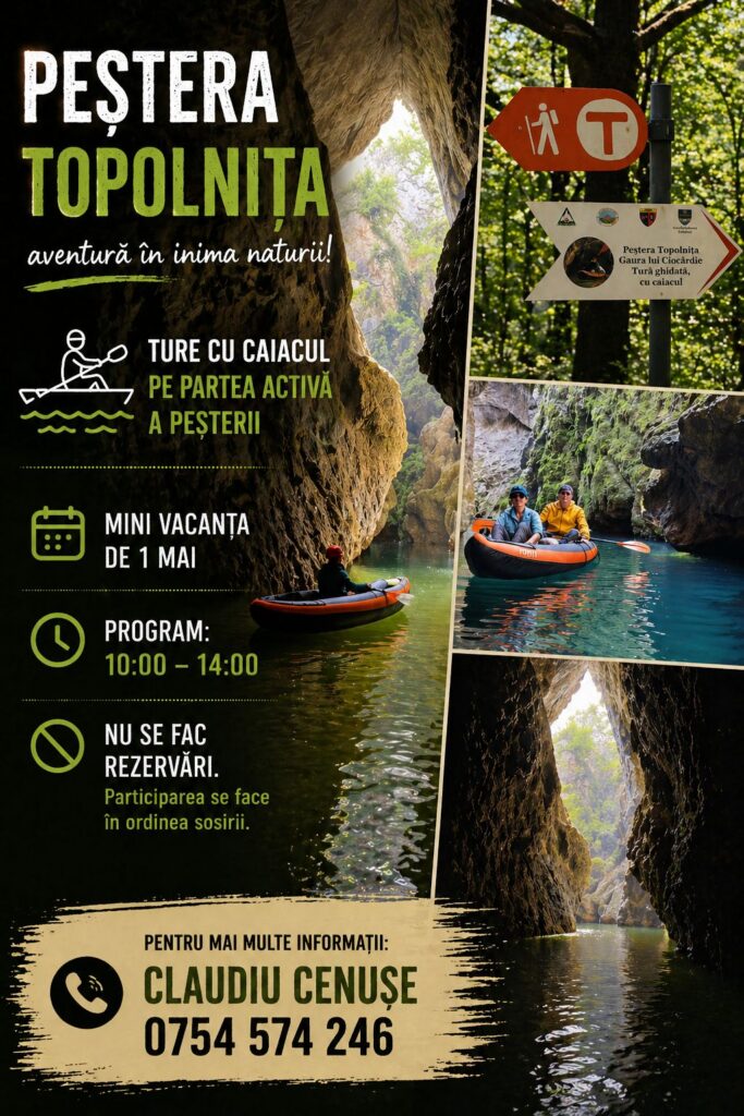 1 Mai la Topolnița: aventură cu caiacul în peșteră