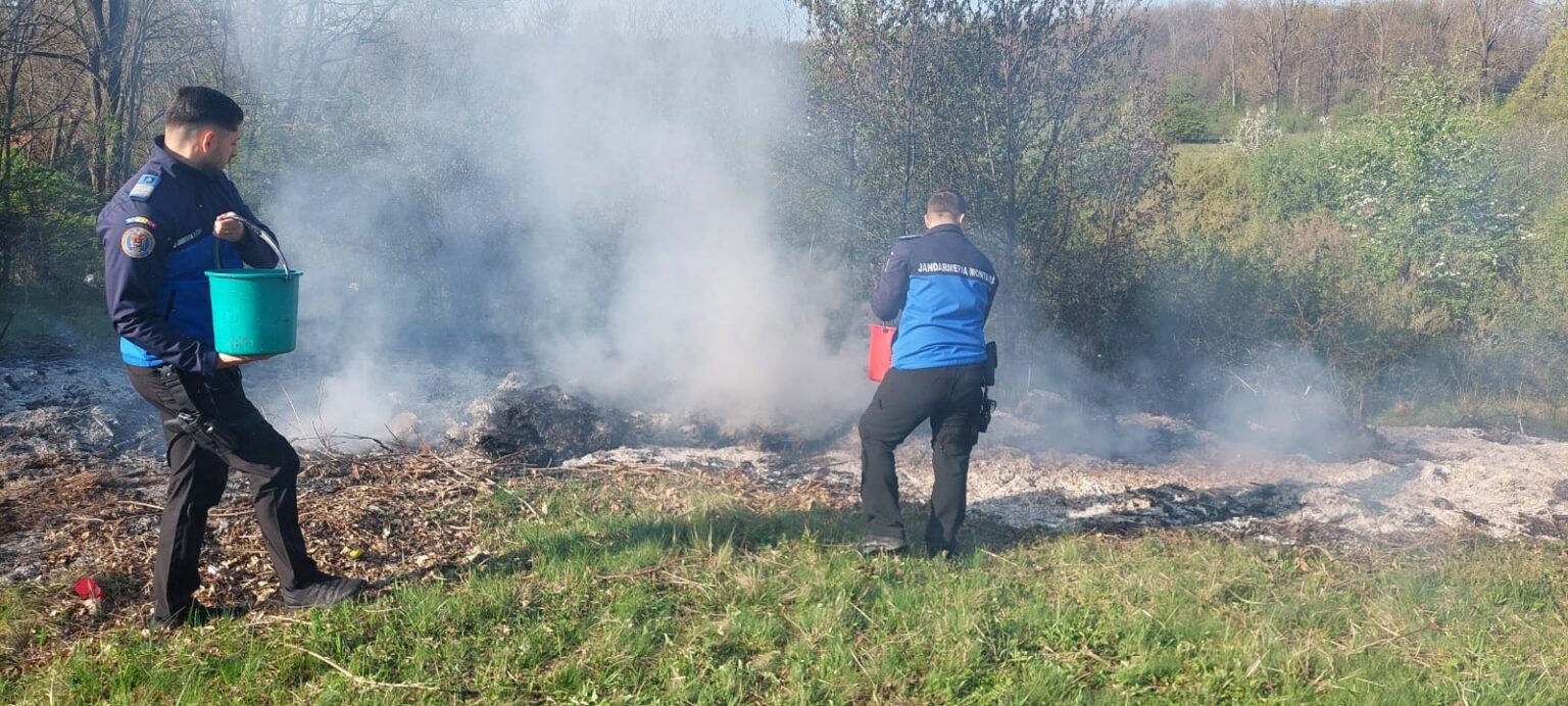 Incendiu lângă o biserică din Runcu stins de jandarmii montani