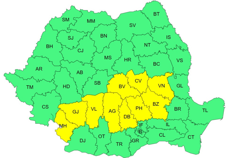 ANM: Cod galben de ploi în Oltenia