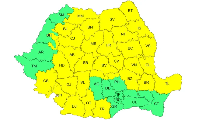 ANM: Cod galben de vânt în Oltenia