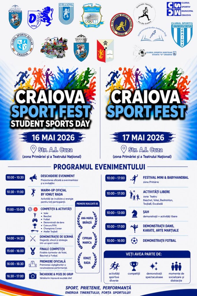 UCv organizează „Student Sports Day”, în cadrul Craiova Sport Fest 2026