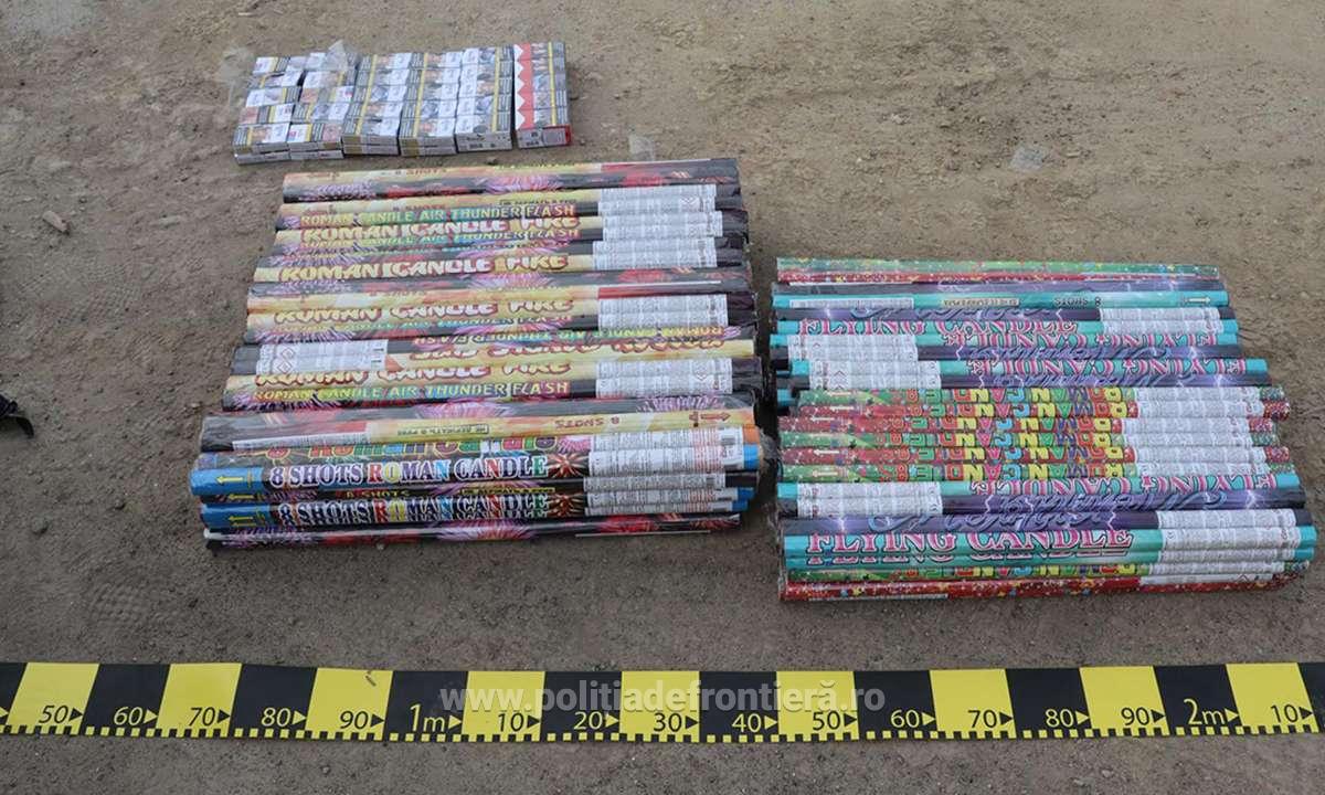 Captură în Dolj: Sute de materiale pirotehnice, confiscate. Foto: Poliția de Frontieră
