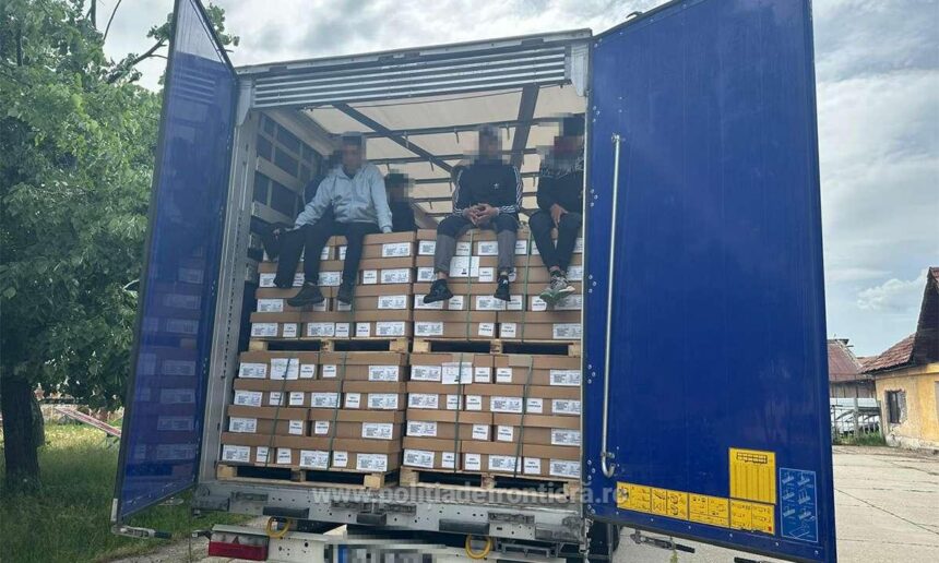 Șase migranți descoperiți într-un camion în Mehedinți
