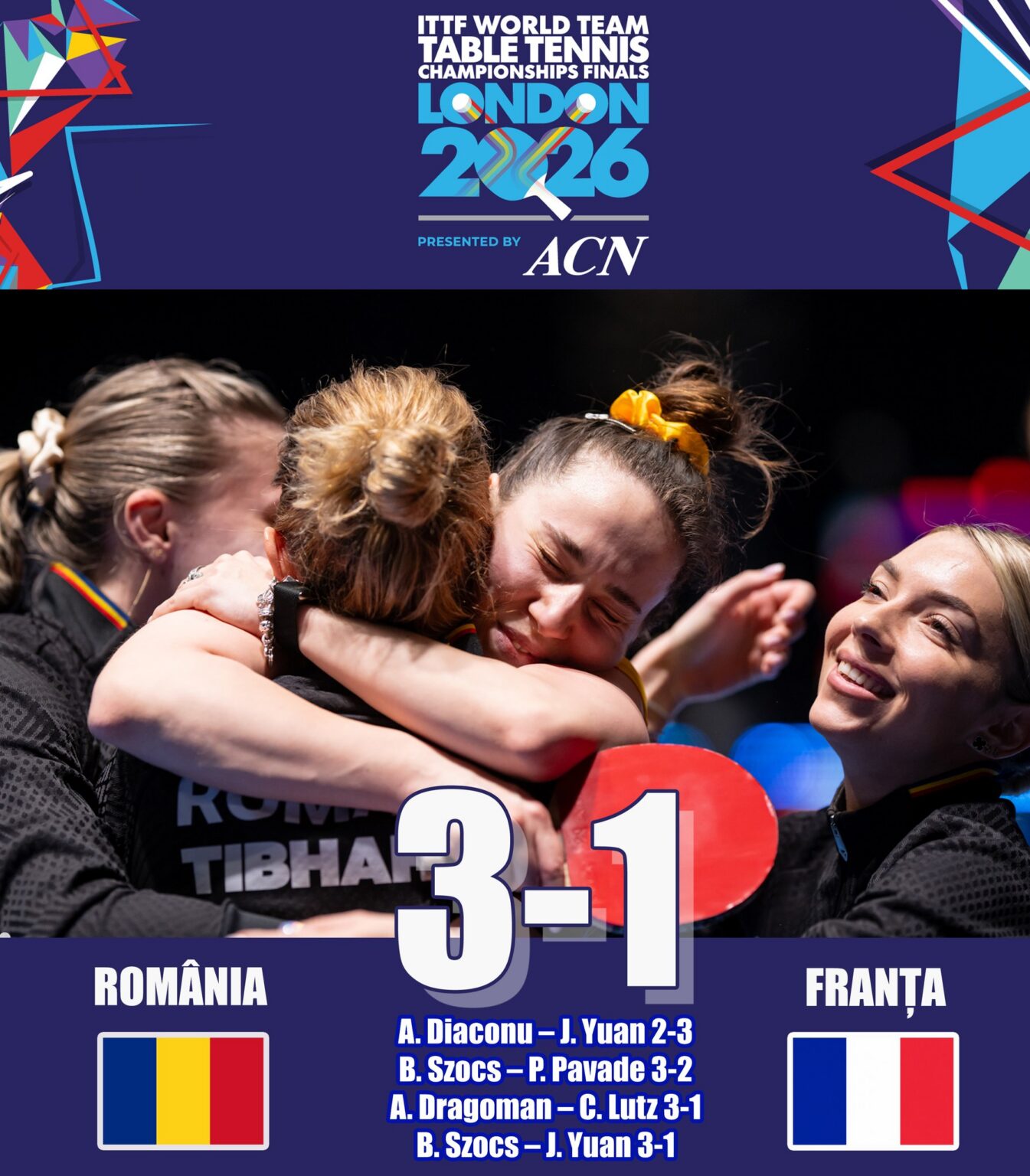 România, în semifinalele Mondialului la tenis de masă