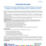 Press release page in Romanian with EU and Romanian logos, title 'Comunicat de presă' and dense body text (May 2026).