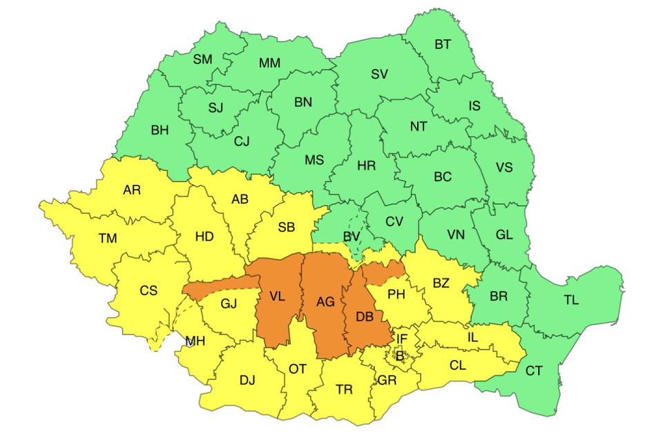 Vreme severă în Oltenia: ploi, grindină și vânt puternic