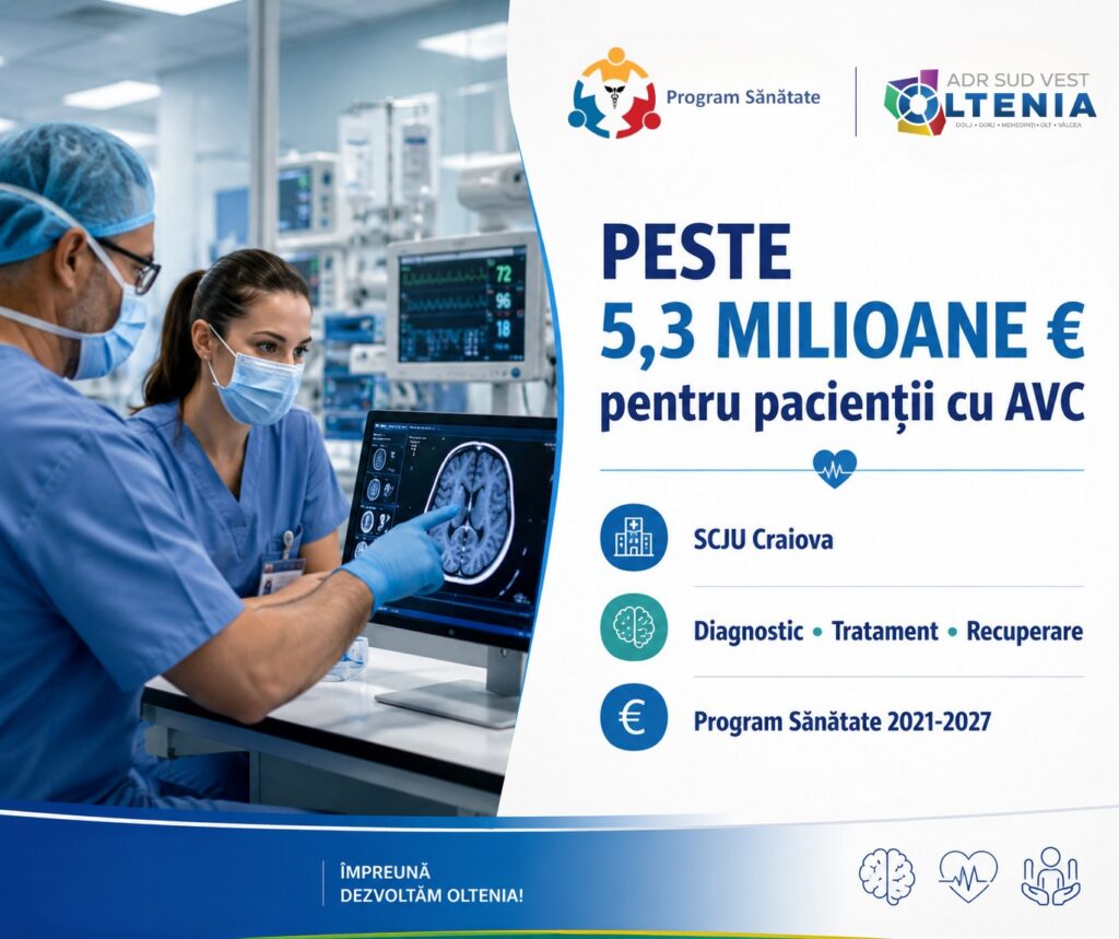 Investiție majoră pentru pacienții cu AVC la Craiova - Jurnalul Olteniei – Știri din Craiova și Oltenia Investiție majoră pentru pacienții cu AVC la Craiova