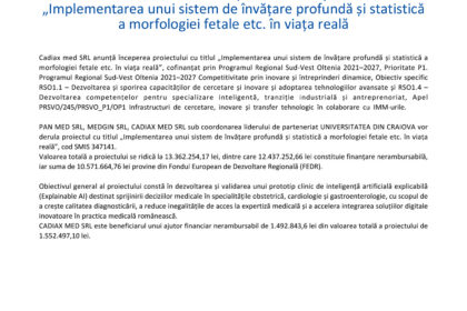 Front page of a press release with EU flag, Romanian government seal, and Regio logos, date mai 2026, title 'Comunic at de presă' and introductory text.