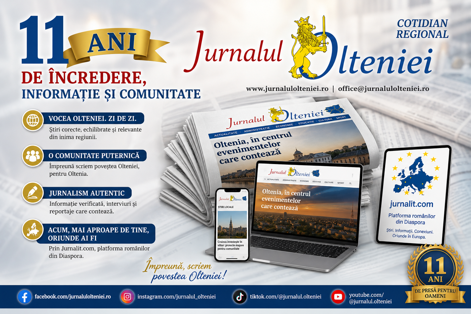 11 ani de încredere: povestea Jurnalul Olteniei