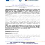 Header of an official press release page with EU funding and Romanian government logos, featuring the title 'Comunicat de presă' and project details in Romanian