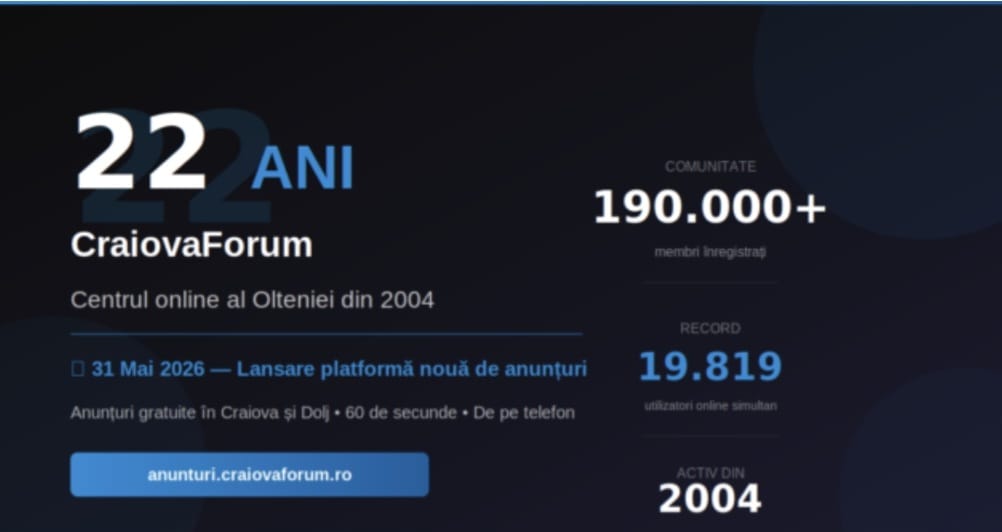 CraiovaForum implineste 22 de ani si lanseaza noua platforma de anunturi gratuite