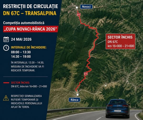 Transalpina închisă: restricții de circulație pe DN 67C