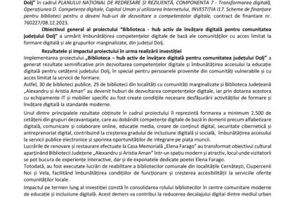 Press release header with EU and Romanian logos and the title 'Comunic vast de presă' about PNRR funding (Romania modernization).