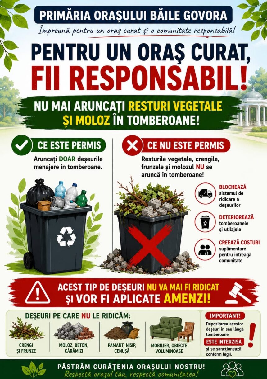 Băile Govora: apel important pentru un oraș mai curat
