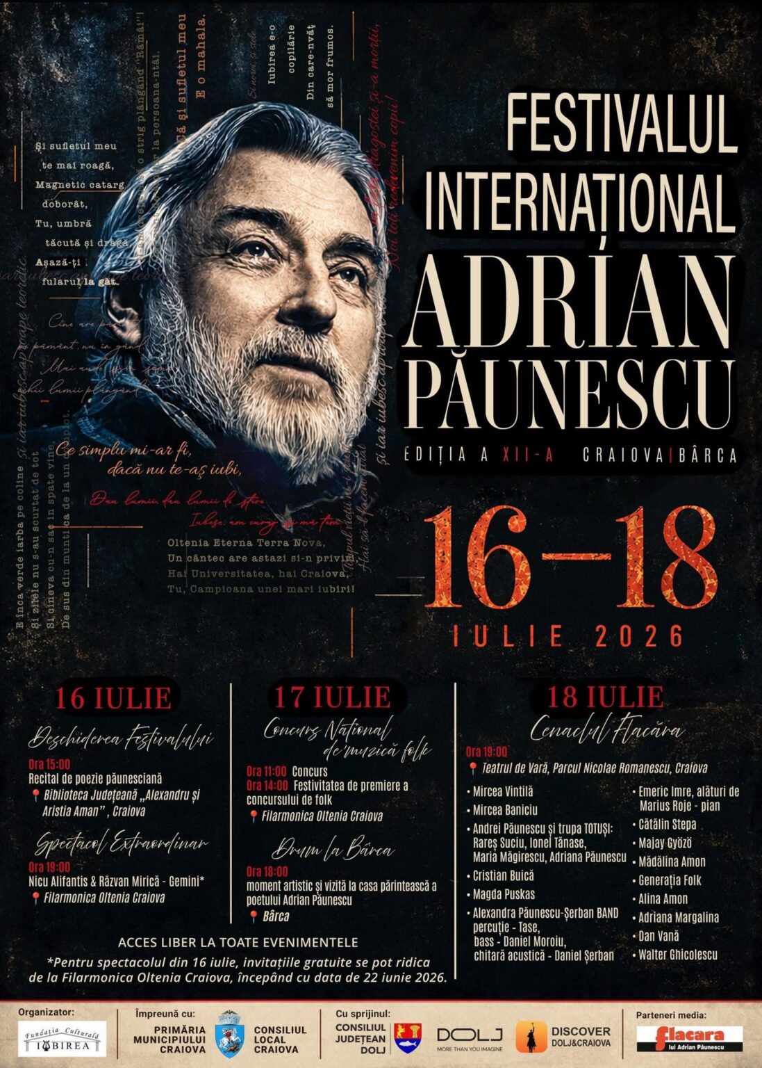 Festivalul Internațional Adrian Păunescu revine la Craiova