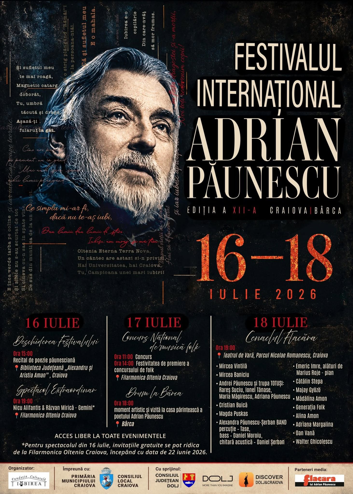 Festivalul Internațional Adrian Păunescu revine la Craiova