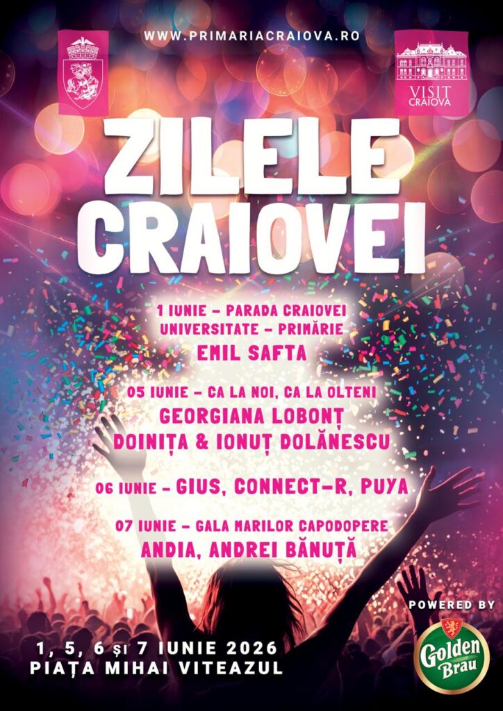 Zilele Craiovei 2026: program complet și artiști invitați
