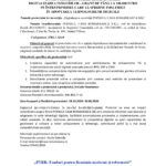 Header with EU and Romanian logos; title 'Comunicat de presă de final' and project details in Romanian (informational document header).