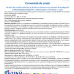 Press release page header with EU flag, Romanian government seal and Regio logos; title 'Comunicat de presă' and project details in Romanian.