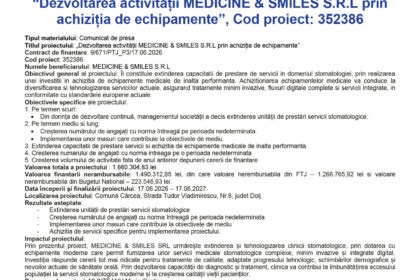Press release page header with EU and partner logos and the Romanian title 'Comunicat de presă' (Date: Iulie 2026).