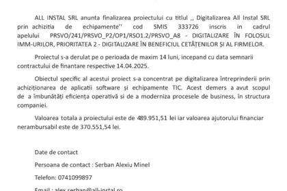 Press release document header with EU and regional program logos and the title 'Comunicat de presă' (June 2026).